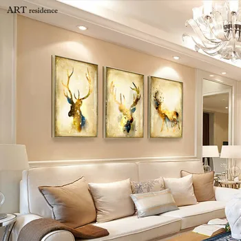 Retro štýl maľby zlato elk plagát Abstraktné zvierat jeleň tlač plátno na maľovanie obývacia izba, spálňa domáce dekorácie nástenná maľba