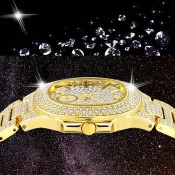 Drop Shipping Plný Diamond Ľadový Sa Pozerať Mužov Nepremokavé Striebornej Nerezovej Ocele Pánske Quartz Watchs Hip Hop Muž Hodiny Relogio