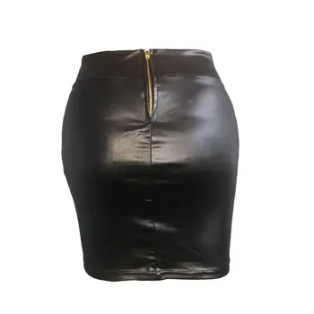 Ženy Sukne 2019 Módne Čierne Pevné Faux Kožené Sexy Bodycon Lete Ceruzku Sukne Plus Veľkosť Vysoký Pás Mini Sukne