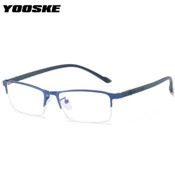 YOOSKE Anti-modré svetlo Skončil Krátkozrakosť Okuliare Ženy Muži Business Pol Rám krátkozraké Diopter Okuliare -1.0 -1.5 -2.0 NA -6