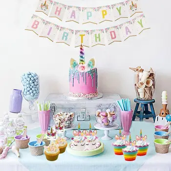 Unicorn Narodeniny, Party Dekorácie Deti Nastaviť Jednorožec Cake Zdobenie Balón Banner Strana Navrhne Happy Birthday Baby Sprcha