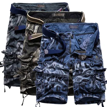 Horúce 2020 Letné nosenie vojenskej Taktickej armády šortky Retro umývanie kamufláž Vrások voľné multi vrecku pánske bavlnené voľné šortky