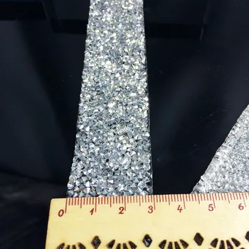 1 Yard 3 cm Šírka Crystal Silver Orezávanie Svadobné Šaty Pás Páskovanie Svadobné Dekoratívne Žehlička na Kamienkami Drahokamu Pásky