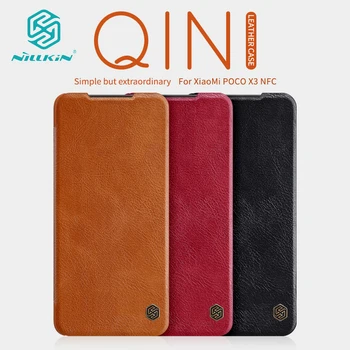 Pre Xiao Mi POCO X3 NFC Prípade Qin Luxusné Ročníka PU Kože Flip puzdro S Card Pre PocoPhone X3 NFC Funda Nillkin Prípade