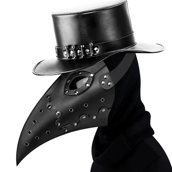 Kožené Mor Lekár Maska Mužov Pary Punks Luxusné Čierna Maska Smrti Mor Lekár Cosplay Zobák Prop Masque Halloween