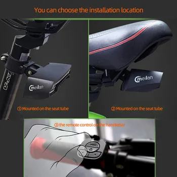 Meilan X5 Bezdrôtový Svetlo na Bicykel Laser koncových svetiel Smart USB Nabíjateľné Bicykel Zadné Svetlo Cyklistické Príslušenstvo Diaľkové Zase Led