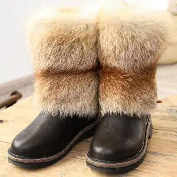 UNTS žien prírodné Fox, cítil-gumová podrážka, zimné topánky sú veľmi teplé, vyrobené z pravej kože a kožušiny, obuv
