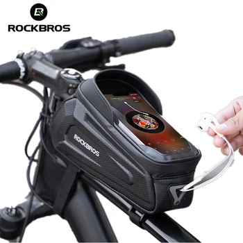ROCKBROS Bicykli Taška Rainproof Cyklistické tašky 6.8 Palcový Dotykový Displej Bike Hard Shell Taška 1.7 L MTB Bike Rám Prednej Hornej rámovej Trubky Telefón Taška