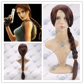Film Tomb Raider Lara Plait Parochňu Hra Charactor Lara 70 cm Hnedé Vrkoč Štylizované Frontu Cosplay Syntetické Vlasy + Parochňu Spp