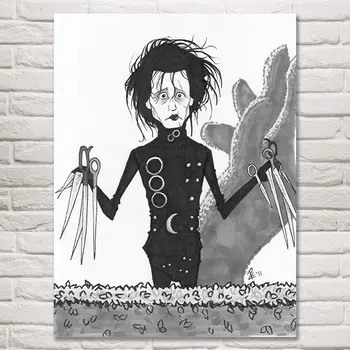 FOOCAME Tim Burton Filmy Edward Scissorhands Klasické Domáce Dekorácie Obrázky Umenie Hodvábna Tkanina Plagáty a Vytlačí Obývacia Izba