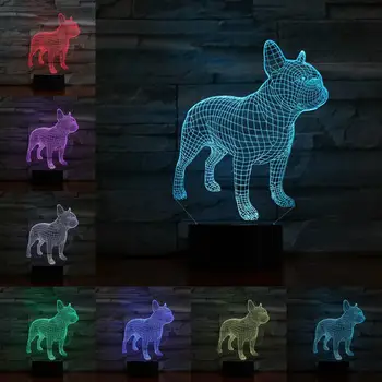 Roztomilé Psov 3D Lampa Pugs Bagitou Afganskej Zvierat Nočné Svetlo Cartoon Genius Okuliare Psa Deti na Vianoce, Narodeninové Darčeky Pet Krásna Hračka