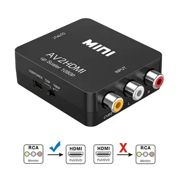 RCA na HDMI 1080P Mini RCA Kompozitný CVBS, AV HDMI Video Audio Converter Adaptér Podpora PAL/NTSC s USB nabíjací Kábel