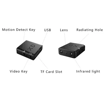 HD 1080P Infračervené Nočné Videnie Bezpečnostné Kamery Slučky Nahrávanie Podpora 32GB Karty XD IR-CUT Smart Mini Surveillance Camera