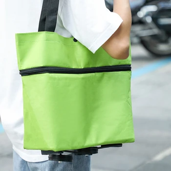 Prenosný skladací nákupný vozík taška s kolesá vozíka nakupovanie taška opakovane s potravinami taška potravín rastlinného skladovanie taška