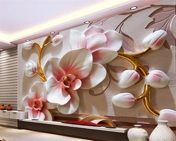 Beibehang foto tapety 3D Phalaenopsis úľavu steny Moderné kvetinové módne dekoratívne maľby abstraktných de parede 3d tapety