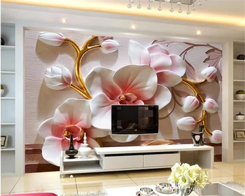 Beibehang foto tapety 3D Phalaenopsis úľavu steny Moderné kvetinové módne dekoratívne maľby abstraktných de parede 3d tapety