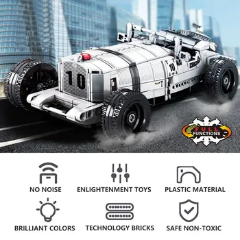 Retro Classic Cars Deti Hračky, Stavebné Bloky, Mesto Technické Long Vehicle Supercar Racing Model Zostavený Tehly DIY Darček pre dieťa