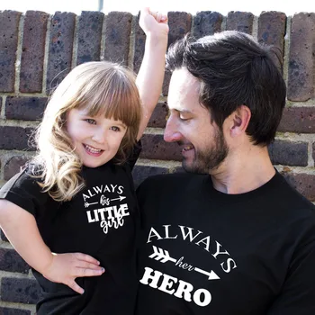 Vždy Jej Hrdina a Vždy Jeho Dievčatko Krásne Rodinná Zodpovedajúce T-shirt Otec a Dcéra Tričko Deti Mužov Tees Detské Oblečenie