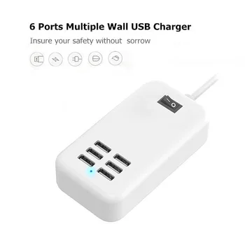 20W 6 USB Port 3A, Inteligentná Nabíjačka, Napájací Adaptér EÚ a USA, UK, Zapojte Univerzálny Sieťovej Nabíjačky Rýchle Nabitie pre Smartphone, MP3 Power Bank