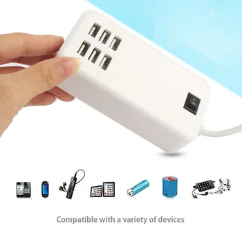 20W 6 USB Port 3A, Inteligentná Nabíjačka, Napájací Adaptér EÚ a USA, UK, Zapojte Univerzálny Sieťovej Nabíjačky Rýchle Nabitie pre Smartphone, MP3 Power Bank