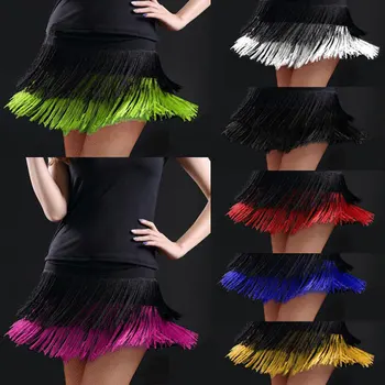 2020 hot predaj Dospelých Lady dance dance sukne deti dvojité strapec Latin dance sukne lemovaný sukne obsahuje