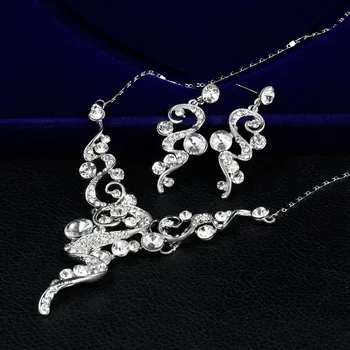 Móda duté-out Ženy Crystal Pearl Svadobné Šperky Set Big Vyhlásenie Choker Náhrdelník & Náušnice