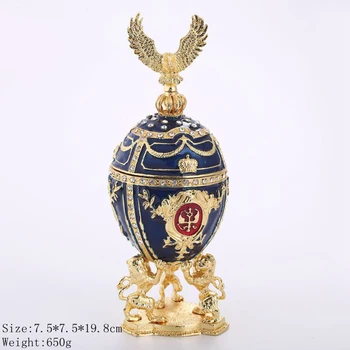 Retro Šperky Vajíčko Veľkonočné Vajíčko Šperky Boxy S Modrým Olej Smalt Výstava