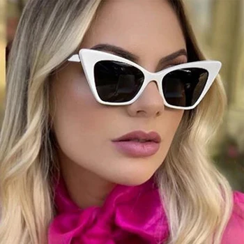 Sexy Mačka Oči Odtiene Pre Ženy-Móda Malá Biela slnečné Okuliare Ženy 2020 Luxusné Značky Dizajnér Vintage Oculos De Sol Feminino UV
