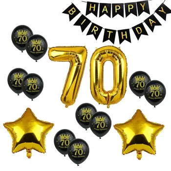 70 Narodeniny Black Happy Birthday Banner Číslo 70 Balónikov 70. Narodeniny, Party Dekorácie Dospelých 70 Rokov Výročie Dekor 75D