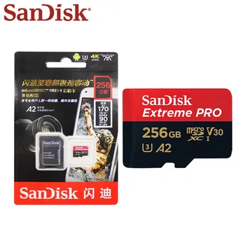Pamäťová Karta Sandisk 256 GB Class 10 UHS-I Flash Karty U3 Max Rýchlosť Čítanie, 170MB/s A2 V30 Micro SD TF Extreme PRO Karty