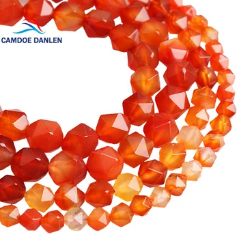 CAMDOE DANLEN Prírodný Kameň Veľký Tvárou Červená Agates Kolo Voľné Korálky 6 8 10 MM Uchytenie Diy Korálky, Ručne vyrábané Pre Šperky, Takže Časť