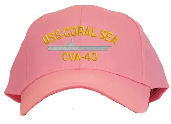 Vytlačené USS Coral Sea cva musí-43 Vyšívané Baseball Cap - Dostupné v 7 Farbách Klobúk