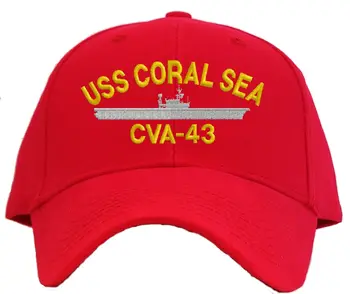 Vytlačené USS Coral Sea cva musí-43 Vyšívané Baseball Cap - Dostupné v 7 Farbách Klobúk