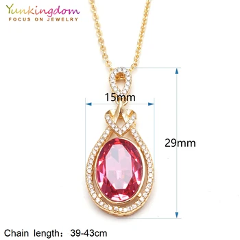 Yunkingdom afrike pop náhrdelníky & prívesky pre ženy rose červené, oválne crystal cz žlté zlato farba reťazca módne šperky