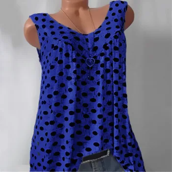 Príležitostné bez Rukávov Ženy Lete Roku 2019 Tričká Topy Tees Sexy Polka Dot Tlače T-Shirt tvaru Voľné Tričká Plus Veľkosť Košele 5XL