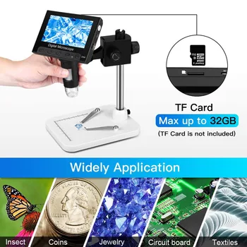 4.3 palcový LCD Digitálny USB Mikroskop Endoskopu Záznam 1000X Zväčšenie Zväčšenie Úložného Kamera, videorekordér pre Opravu Spájkovanie