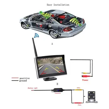 Adeeing Auto HD Vstavaný Wireless Display s Zadná Kamera Bezdrôtový Vysielač Mini parkovacia Kamera 1/4