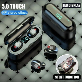 F9 TWS Bluetooth 5.0 Bezdrôtové Slúchadlá Slúchadlá HiFi Mini In-ear Športové Bežecké Headset Stereo Slúchadlá pre Smart Telefón