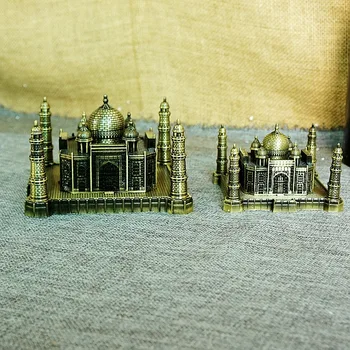 India Taj Mahal Model Kovové Ozdoby Svetoznámej Budovy Miniatúrna Socha Tvorivé Socha Stavebné Dekorácie Remeslá