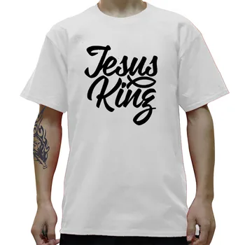 JEŽIŠ JE KRÁĽ Kresťanského Náboženstva Mužov Tričko Tričko Fashion Nové O Krk Bavlnené tričko Tee Camisetas