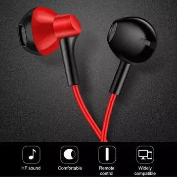 3,5 mm In-Ear Káblové Slúchadlá Hudbu Slúchadlá Stereo Záťah Basy Herné Slúchadlo S Mikrofónom Pre IOS a Android Telefón Počítač Červená
