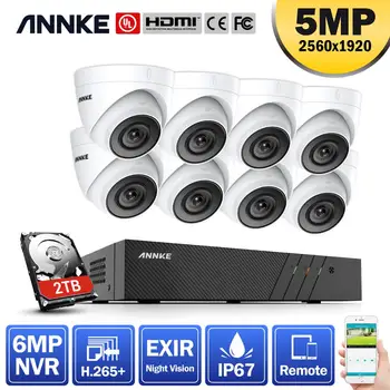 ANNKE 5MP H. 265+ 8CH PoE Network Video Bezpečnostný Systém 8pcs 2.8 mm Objektív Outdoor IP67 POE IP Kamery Plug & Play PoE Fotoaparát Kit