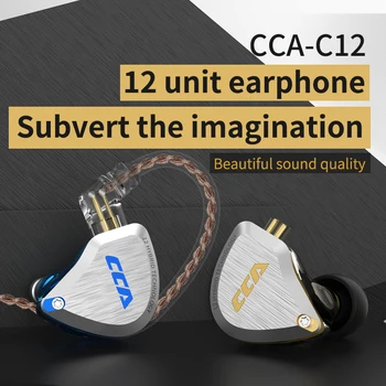 Nový CCA C12 Kovové Headset 5BA+1DD Hybrid 12Units HIFI Basy Slúchadlá In Ear Monitor Slúchadlá potlačenie Šumu Slúchadlá KZ E10