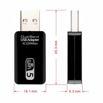 USB WiFi Adaptér 1200Mbps 2,4 GHz, 5 ghz pripojenie Antény WiFi Dual Band 802.11 b/n/g/ac Mini Bezdrôtovej Počítačovej Siete Karta Prijímača PK 600