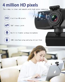 2K Pevné Zaostrenie HD Webkamera Vstavaný Mikrofón High-end videokamera Periférnych zariadení Web Kamera Na počítač PC, Notebook