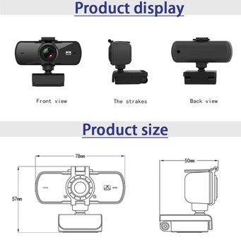 2K Pevné Zaostrenie HD Webkamera Vstavaný Mikrofón High-end videokamera Periférnych zariadení Web Kamera Na počítač PC, Notebook