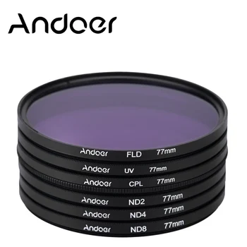 NOVÉ Andoer 77mm Fotografie Filter Kit Set pre Nikon Canon, Sony, Pentax digitálnych zrkadloviek UV+CPL+MODIFIKÁCIA+ND Polarizačné Neutrálne Filtre