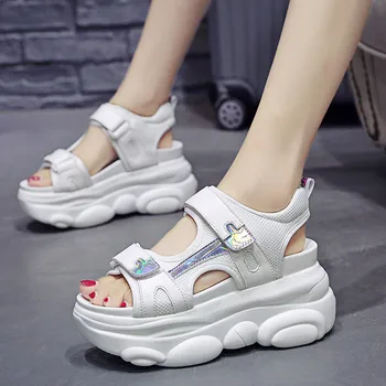 Letné Ženy Robustný Sandále Pracky Dizajn Candy Farby Platformu Kliny Pohodlné Sandále Dievča Hrubé Jediným Pláži Ležérne Topánky