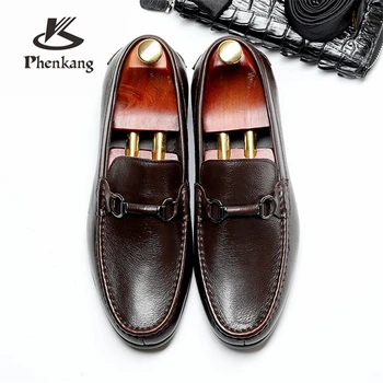 Muži pravej kože prízvukom Business Svadobné hostiny, topánky mens príležitostných bytov vintage topánky ručne vyrábané oxford topánky pre mužov 2020