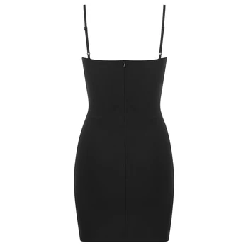 Letné New Black Obväz Dresss Kvalitný Hodváb Sexy Špagety Popruhy Žena Bodycon Šaty Elegantné Celebrity Noc Party Šaty
